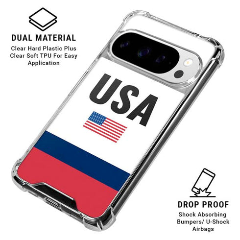 USA American Flag Google Pixel 10 Pro XL Clear Case